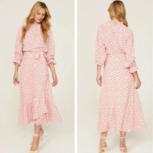 Hill House Dresses & Skirts - NEW Hill House Mirabel Maxi Wrap Skirt Pink Spaced Floral Poly Crepe XL